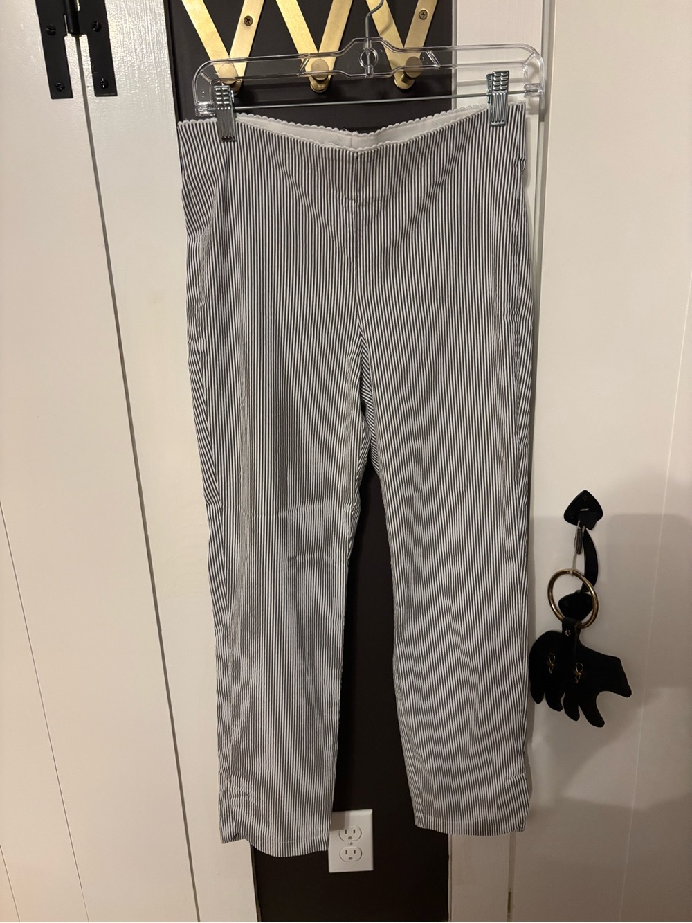 Elle Black and White Pinstripe Cropped Pants